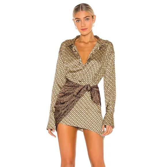 L'Academie Dresses & Skirts - NWT Revolve L’Academie The Kamille Mini Dress in Tan & Brown Chain